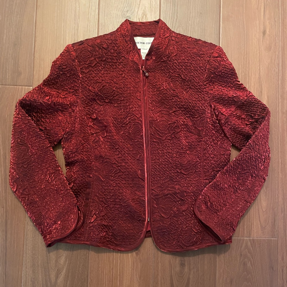 Victor Costa Elegant Lined Crimson Jacket